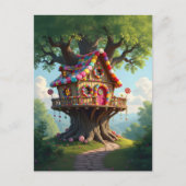 Whimsical Treehouse With Colorful Candies ポストカード (正面)