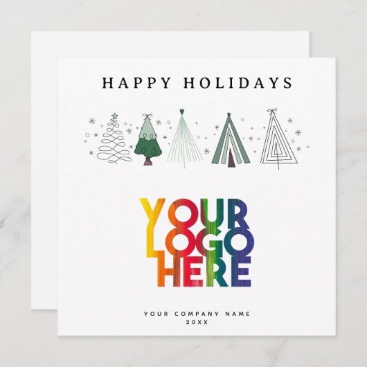 Whimsical Trees Holiday Corporate Logo Christmas (正面/裏面)