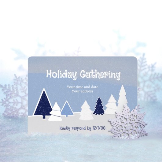 Whimsical Trees in Winter Foil Invitation 箔招待状