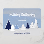 Whimsical Trees in Winter Foil Invitation 箔招待状 (正面)