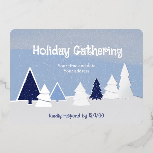 Whimsical Trees in Winter Foil Invitation 箔招待状 (正面)