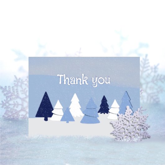 Whimsical Trees in Winter Thank You サンキューカード