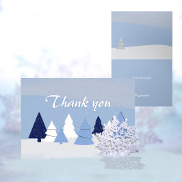 Whimsical Trees in Winter Thank You サンキューカード
