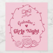 Whimsical Trendy Galentine's Girls Night Party ワインラベル (シングルラベル)