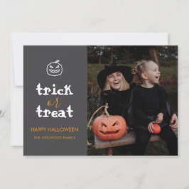 Whimsical Trick or Treat Script Halloween Photo シーズンカード