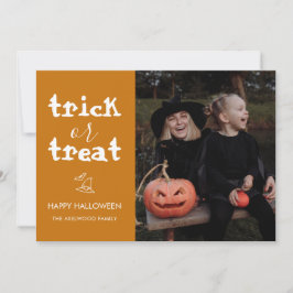 Whimsical Trick or Treat Script Halloween Photo シーズンカード