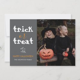 Whimsical Trick or Treat Script Halloween Photo シーズンカード