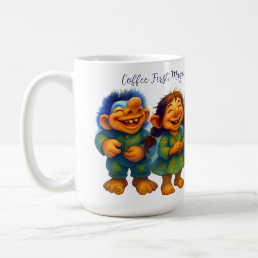 Whimsical Troll Coffee Gift for Cozy Mornings コーヒーマグカップ (左)
