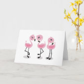 Whimsical tropical flamingos カード (黄色い花)