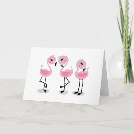 Whimsical tropical flamingos カード (正面)