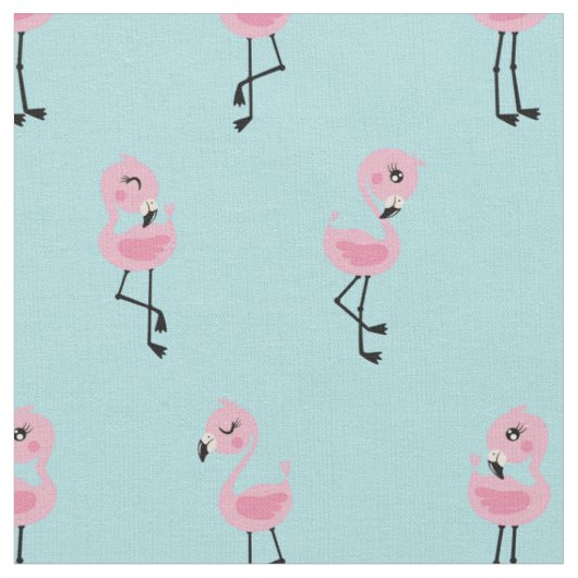 Whimsical tropical flamingos ファブリック (クローズアップ)