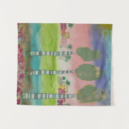 Whimsical Tropical Landscape タペストリー (正面(横))