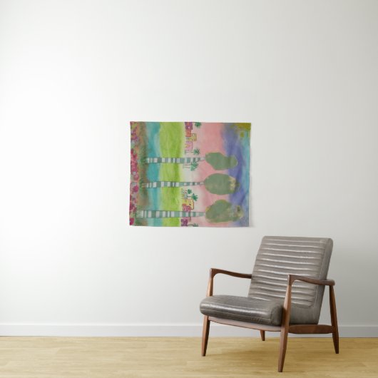 Whimsical Tropical Landscape  タペストリー (インサイチュ(横))