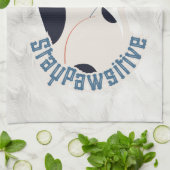 Whimsical Tuxedo Cat Stay Pawsitive Kitchen Towel キッチンタオル (折り畳み)