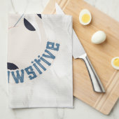 Whimsical Tuxedo Cat Stay Pawsitive Kitchen Towel キッチンタオル (四つ折り)