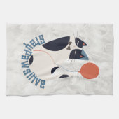 Whimsical Tuxedo Cat Stay Pawsitive Kitchen Towel キッチンタオル (横)