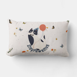Whimsical Tuxedo Cat Stay Pawsitive Lumbar Throw P ランバークッション