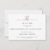 Whimsical Typography Script 2 Photo Engaged Couple セーブザデート (裏面)