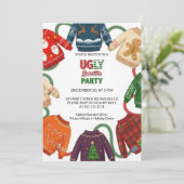 Whimsical Ugly Sweater Holiday Christmas Party  招待状 (スタンド正面)