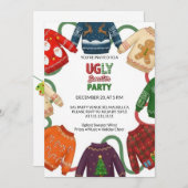 Whimsical Ugly Sweater Holiday Christmas Party  招待状 (正面/裏面)