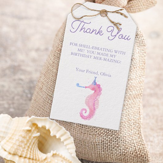Whimsical Under the Sea Seahorse Favor ギフトタグ