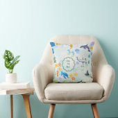 whimsical underwater adventure blue throw pillow クッション (椅子)