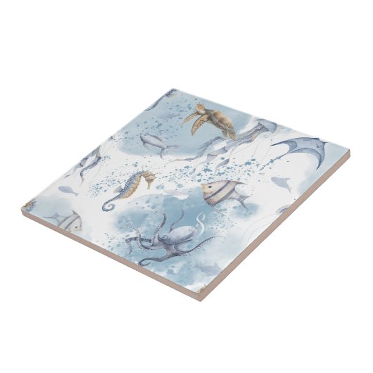 Whimsical Underwater World – Sea Creatures Pattern タイル (側面)