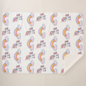 Whimsical unicorn and rainbow Sherpa Blanket シェルパブランケット (正面(横))
