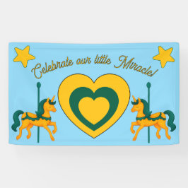 Whimsical Unicorn Baby Shower/heart/stars 横断幕