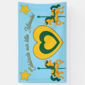 Whimsical Unicorn Baby Shower/heart/stars 横断幕 (縦)