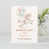 Whimsical Unicorn & Balloons Party 招待状 (スタンド正面)