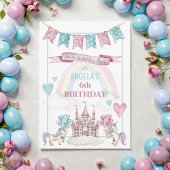 Whimsical Unicorn Castle Birthday  Invitation 招待状