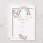 Whimsical Unicorn Castle Birthday Invitation 招待状 (裏面)