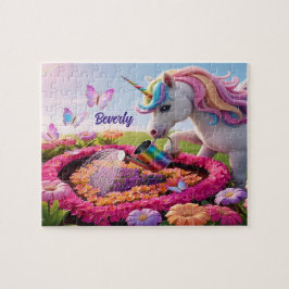 Whimsical Unicorn Garden Art, Magical Butterfly  ジグソーパズル