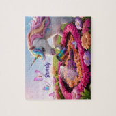 Whimsical Unicorn Garden Art, Magical Butterfly ジグソーパズル (縦)