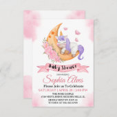 Whimsical Unicorn Moon Baby Shower For Baby Girl サンキューカード (正面/裏面)