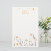 Whimsical Unicorn Night Garden Stationery 便箋 (スタンド正面)