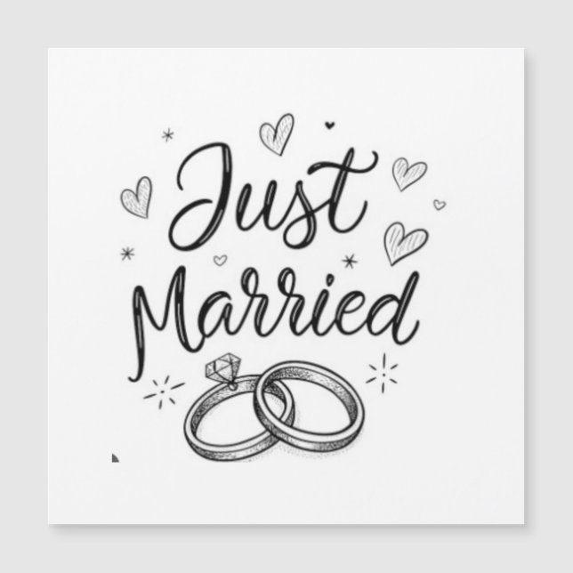 Whimsical Union Sketch Just Married Wedding  (正面)
