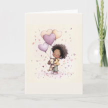Whimsical Valentine Greeting Card – Watercolor