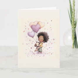 Whimsical Valentine Greeting Card – Watercolor シーズンカード