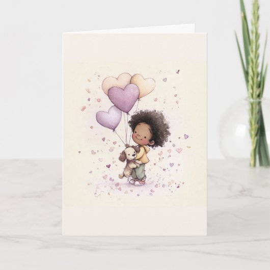 Whimsical Valentine Greeting Card – Watercolor シーズンカード (正面)