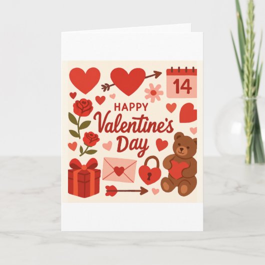 Whimsical Valentine's Day Greeting Card – Hearts,  カード (正面)
