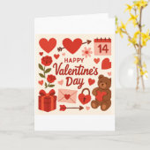 Whimsical Valentine's Day Greeting Card – Hearts,  カード (黄色い花)