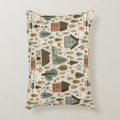 Whimsical Village with Cottages and Trees アクセントクッション (正面(垂直))