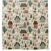 Whimsical Village with Cottages and Trees シャワーカーテン (正面)