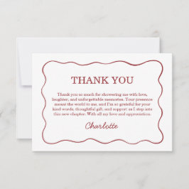 Whimsical Vino Before Vows Burgundy Bridal Shower サンキューカード