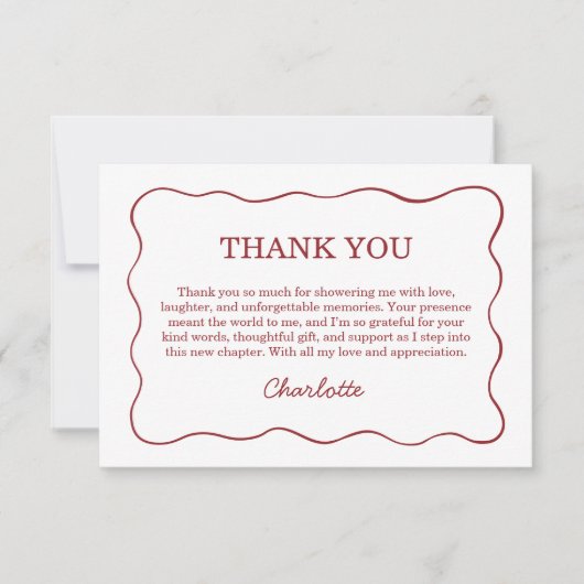 Whimsical Vino Before Vows Burgundy Bridal Shower サンキューカード (正面)