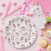 Whimsical Vino Before Vows Burgundy Bridal Shower ペーパープレート (パーティー)