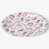 Whimsical Vino Before Vows Burgundy Bridal Shower ペーパープレート (アングル)