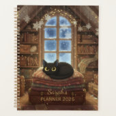 Whimsical Vintage Attic Black Cat プランナー手帳 (正面)